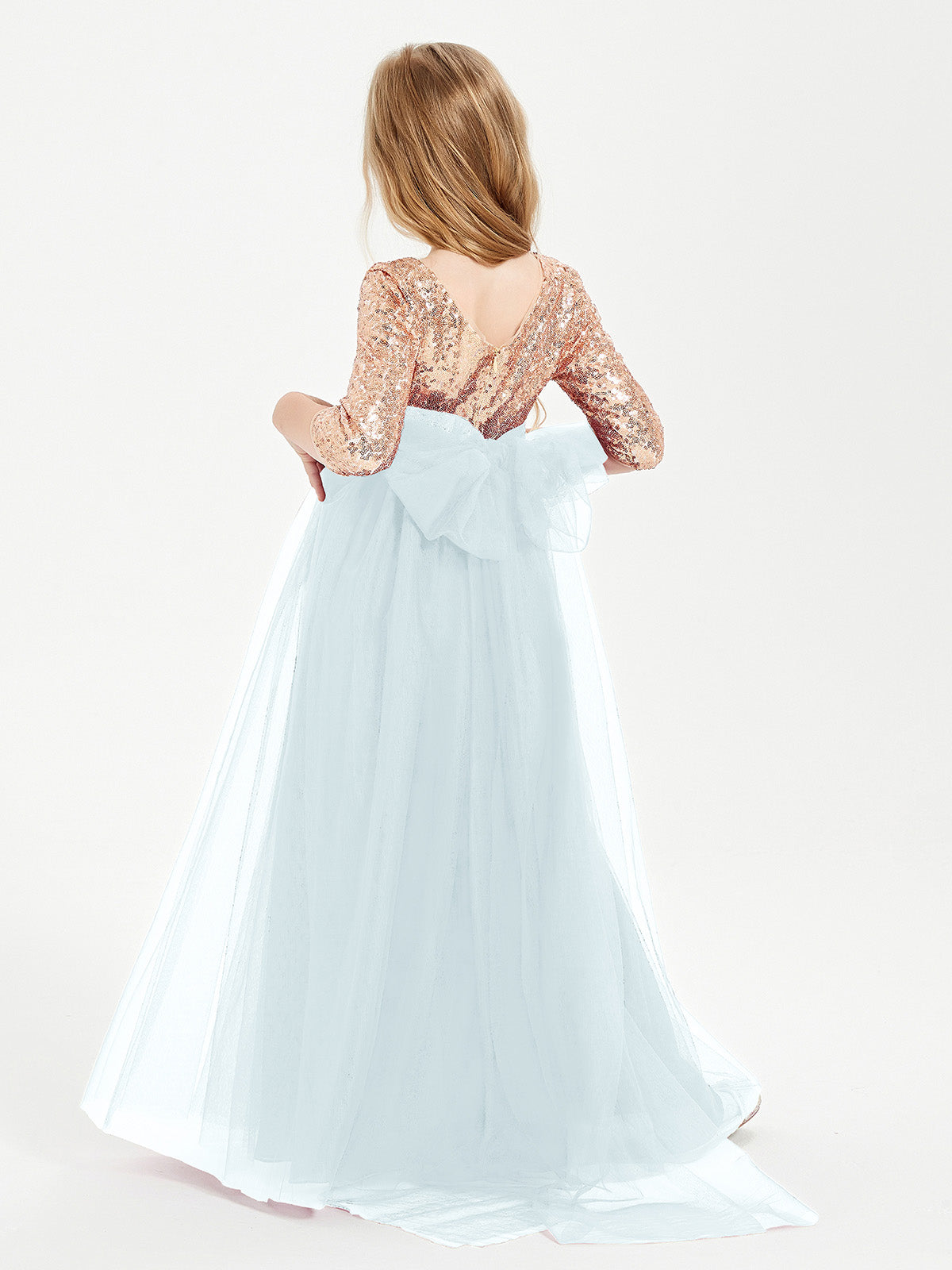 Sparkling Sequined Junior Bridesmaids Gown Mist